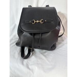 ANNE KLEIN Faux Leather Backpack Daypack Shoulder Bag Handbag Expandable Black